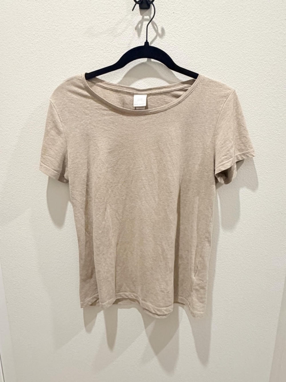 H&M Women's Short Sleeve Crewneck Tee - Light Beige